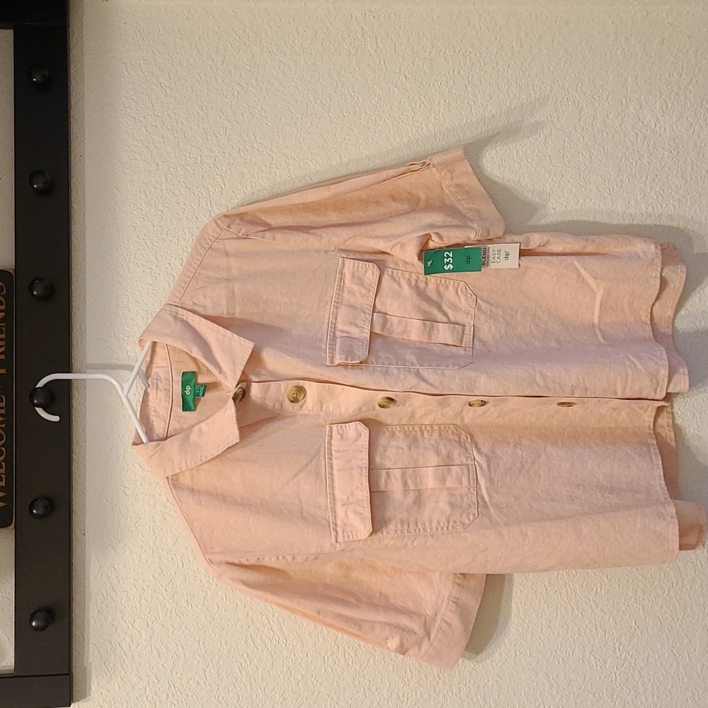 dip brand, size L, creamy peach linen blend shirt